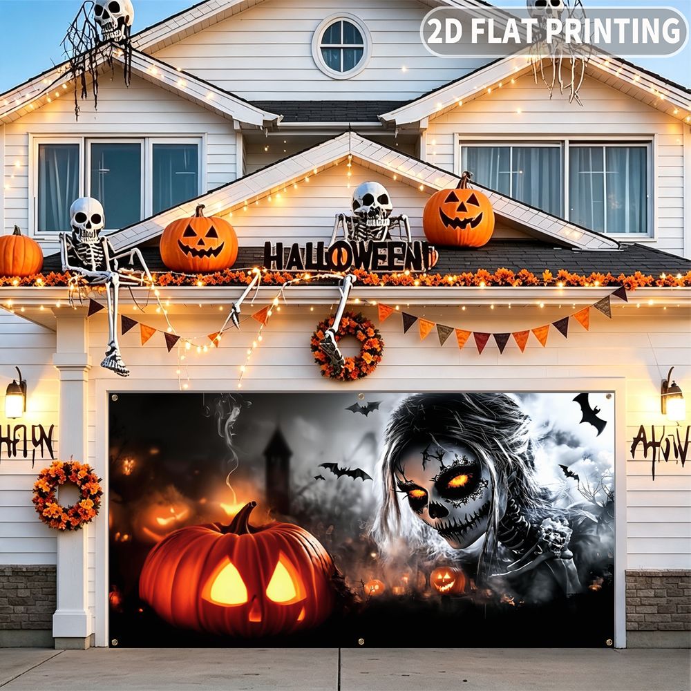 Halloween Skeleton Decoration - 할로윈 파티용 2D 평면 배너 1개,