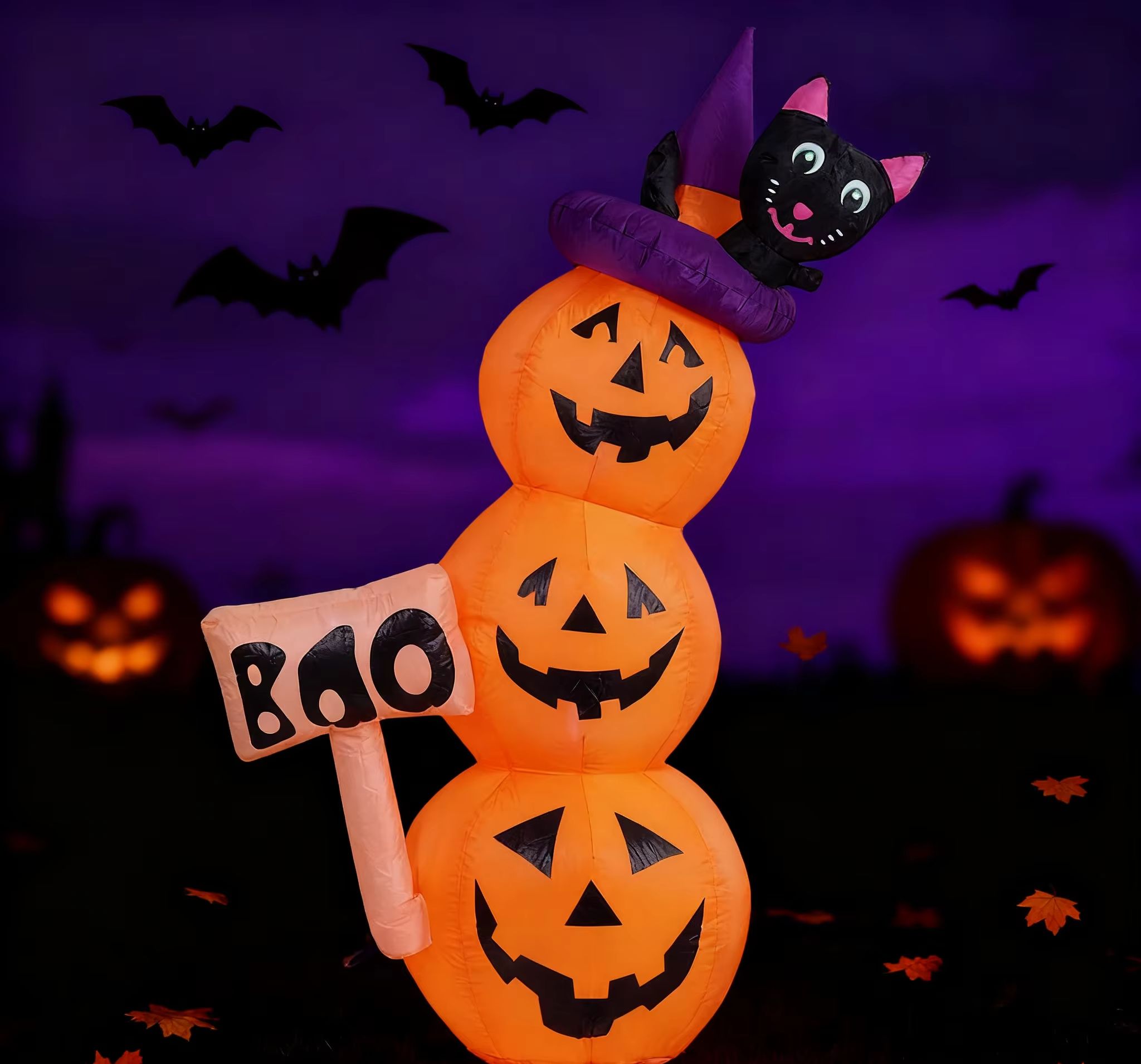 Halloween Pumpkin Decor Led - 5.2피트/1.6미터 할로윈 풍선 호박 세트(마녀 모자,