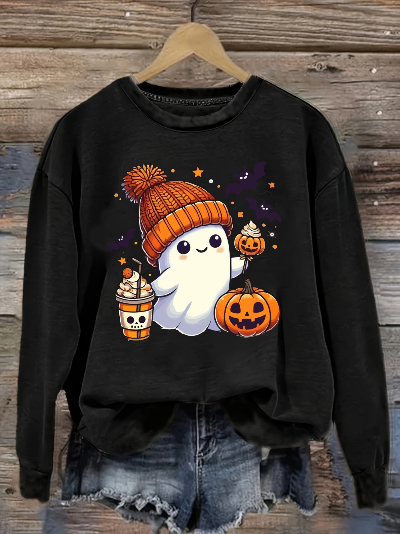 Halloween Costume Adult - 여성용 캐주얼 긴소매 크루넥 티셔츠, 귀여운