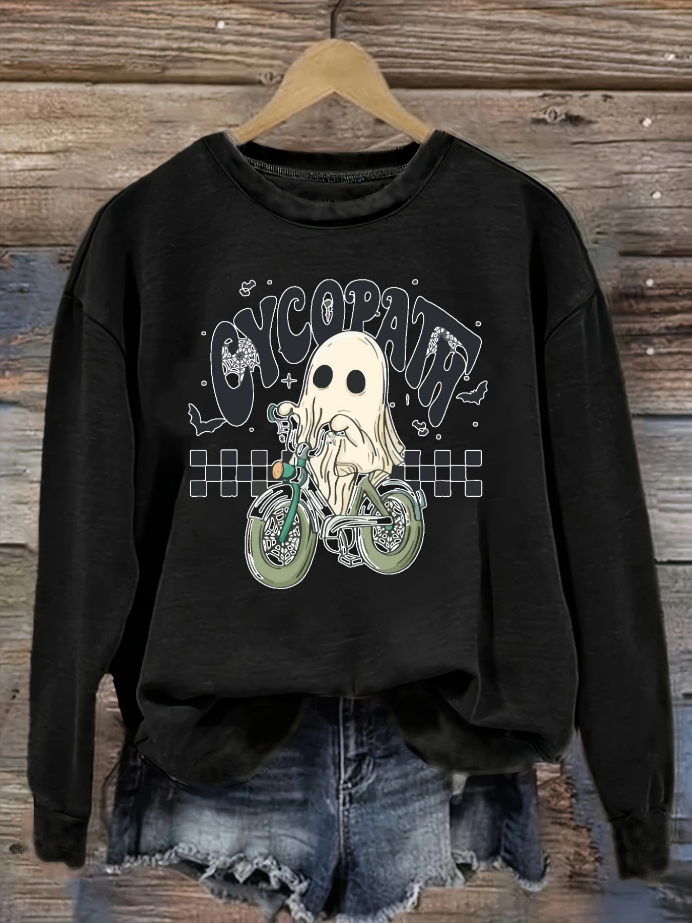 Halloween Costume Adult - 여성 캐주얼 긴소매 크루넥 티셔츠, 유령이