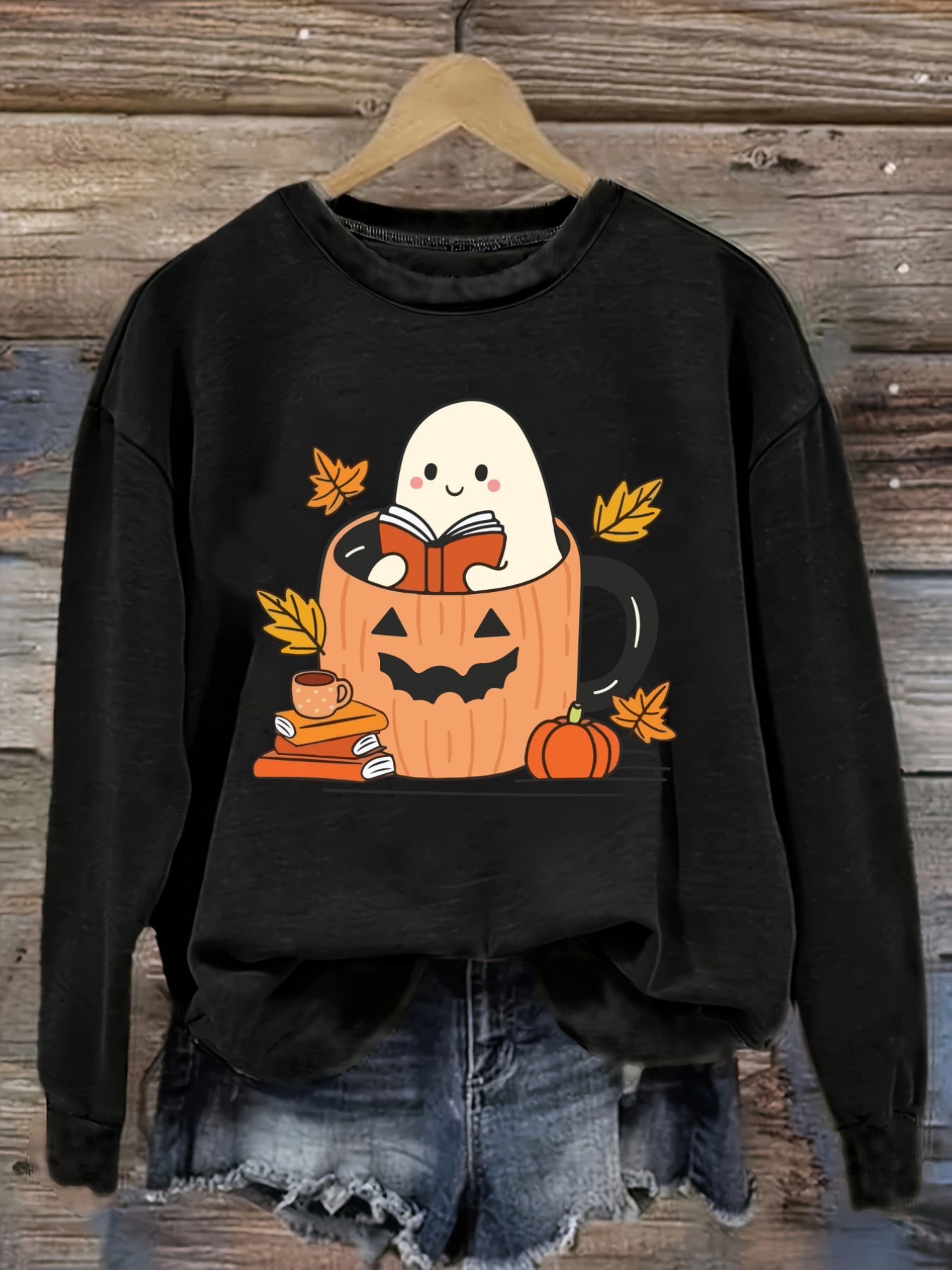 Halloween Costume Adult - 여성용 캐주얼 긴소매 크루넥 티셔츠, 귀여운