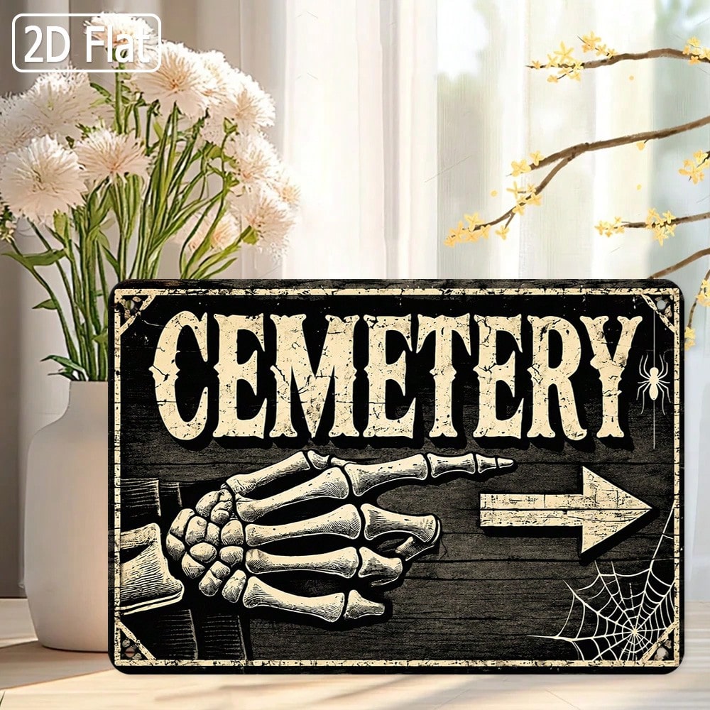 Halloween Skeleton Decoration - 1개입 2D 평면 주석 간판 -