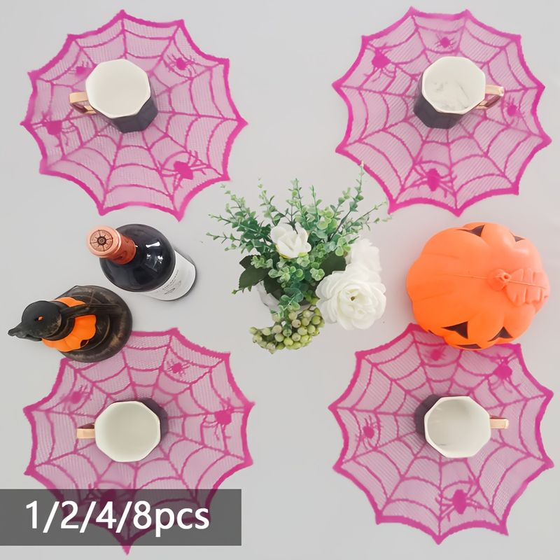 VIKAMA 로즈 레드 레이스 스파이더 웹 식사 매트  - Spider Web Halloween Decoration 리뷰 및 가격