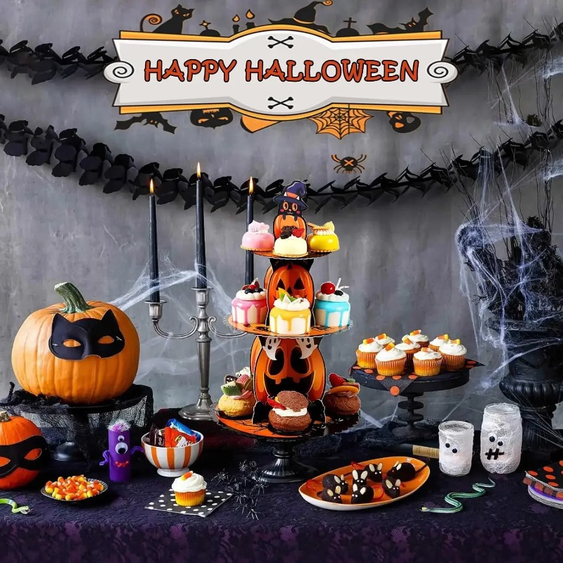 1-4개입 3단 거미줄 디저트 스탠드 장식, 할로윈 파 - Spider Web Halloween Decoration 리뷰 및 가격