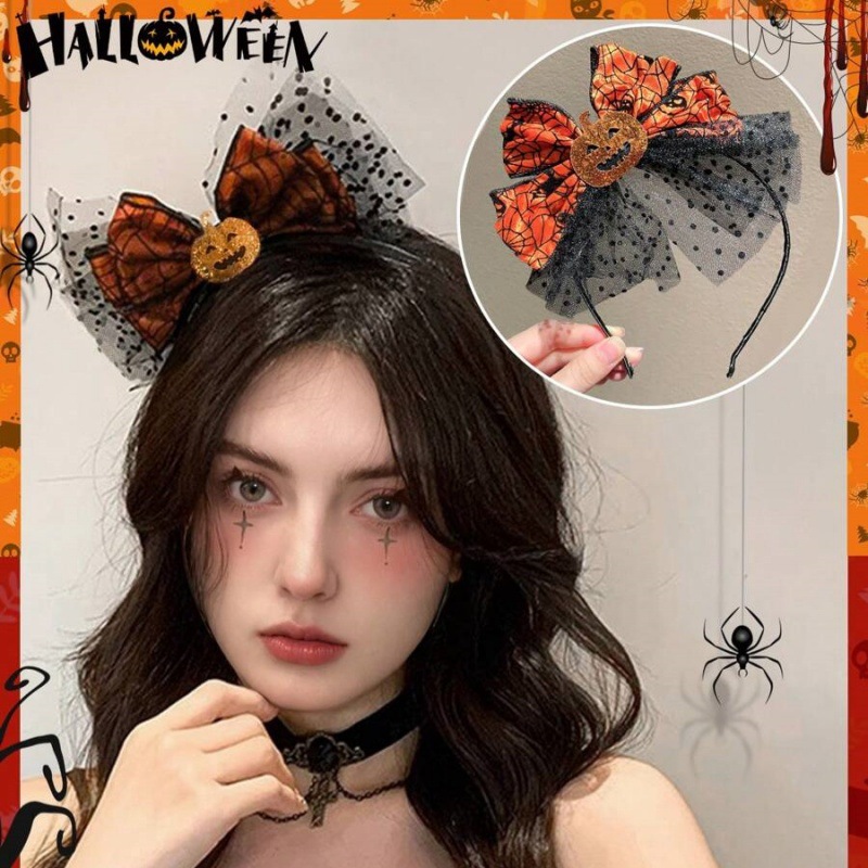 1pc 할로윈 호박 활 머리띠 오렌지 스파이더 웹 박쥐 - Spider Web Halloween Decoration 리뷰 및 가격
