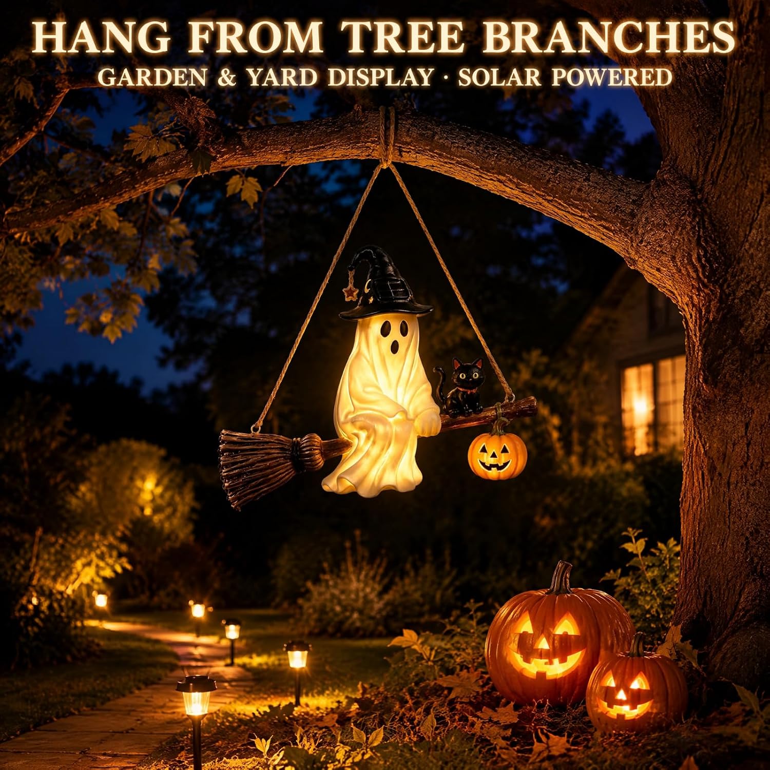 태양광으로 작동하는 유령 샹들리에, 할로윈 랜턴, 마녀 - Pumpkin Lantern Halloween 리뷰 및 가격