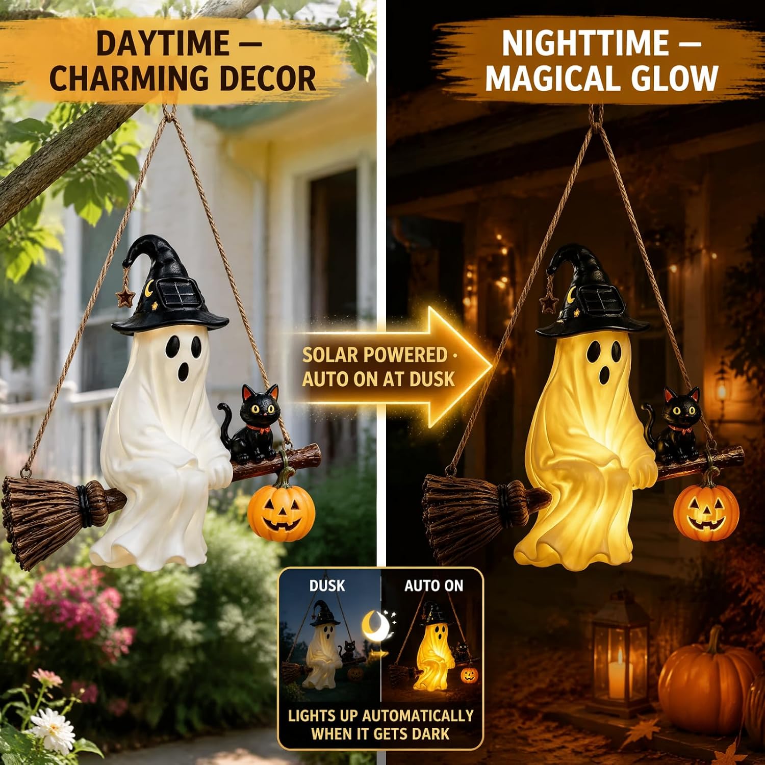 태양광으로 작동하는 유령 샹들리에, 할로윈 랜턴, 마녀 - Pumpkin Lantern Halloween 리뷰 및 가격