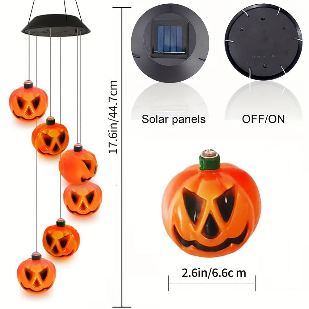 태양열로 작동하는 할로윈 호박 바람 종소리 장식, 화려 - Halloween Pumpkin Decor Led 리뷰 및 가격