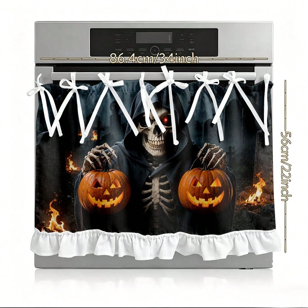 1피스 주방 스토브 커튼 캐비닛 커튼 할로윈 테마 2D - Pumpkin Lantern Halloween 리뷰 및 가격