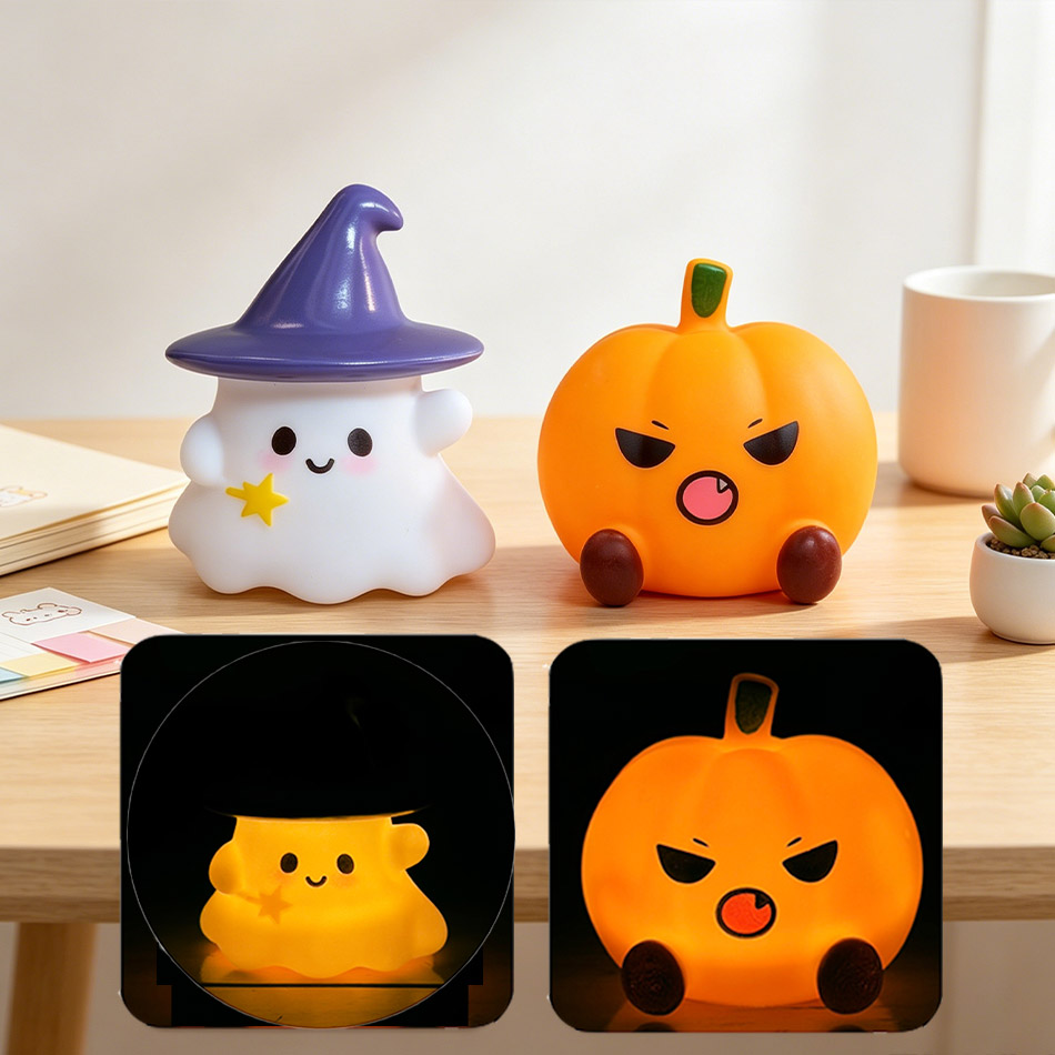 카와이 마녀 유령 호박 실리콘 야간 조명 귀여운 캐릭터 - Halloween Pumpkin Decor Led 리뷰 및 가격
