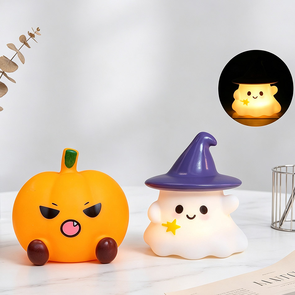 카와이 마녀 유령 호박 실리콘 야간 조명 귀여운 캐릭터 - Halloween Pumpkin Decor Led 리뷰 및 가격