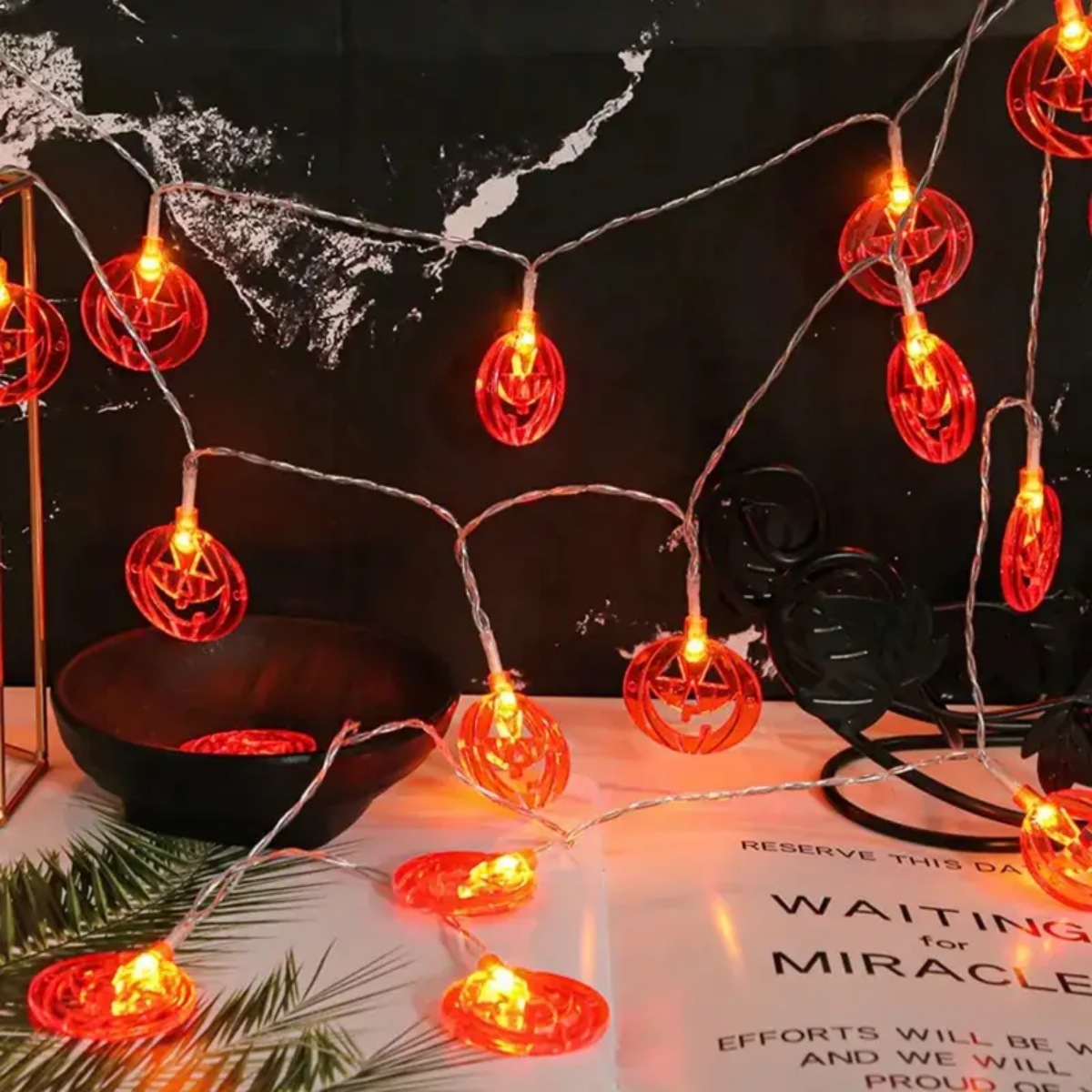 1pc 20LED 오렌지 평면 중공 할로윈 호박 조명  - Halloween Led String Lights Orange 리뷰 및 가격