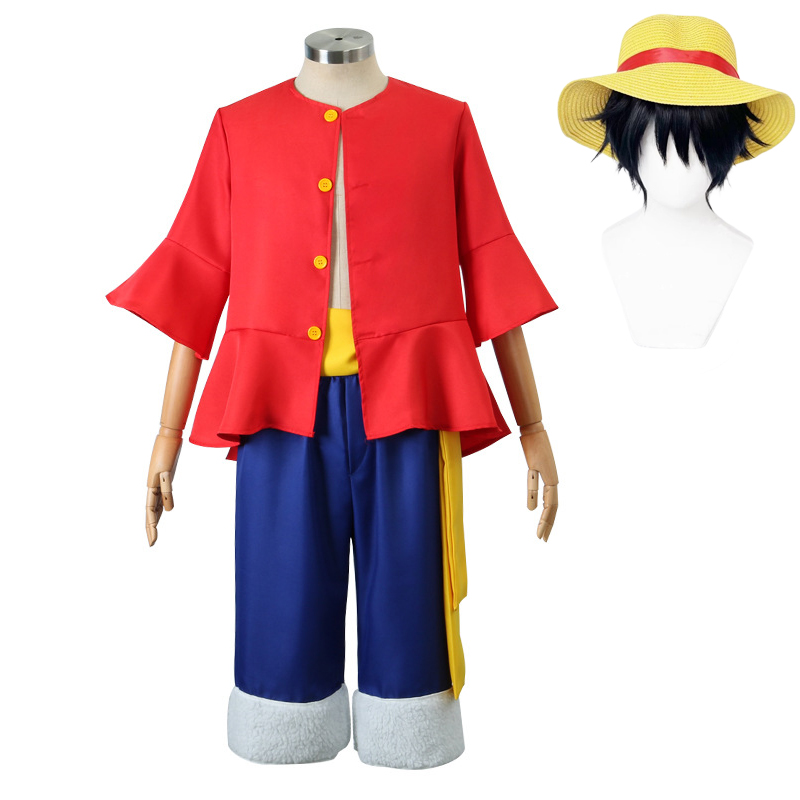 루피 코스프레 의상 모자 가발 애니메이션 원피스 어린이 - Halloween Costume Kids 리뷰 및 가격