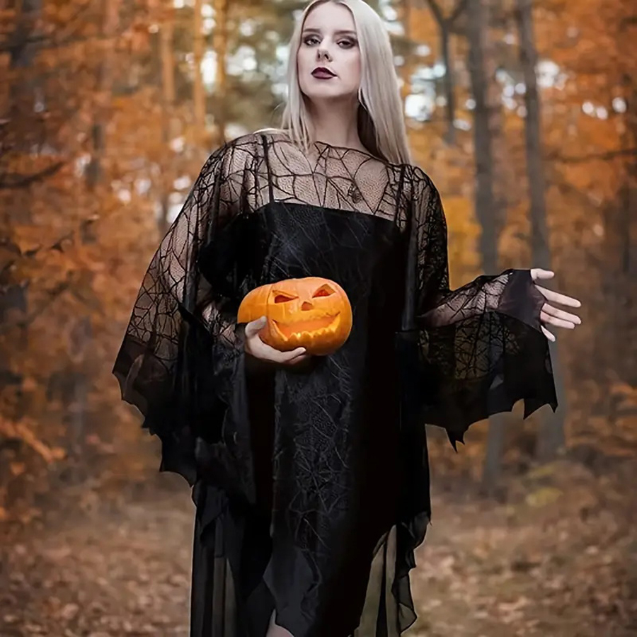 할로윈 스파이더웹 박쥐 망토, 유럽 및 미국 블랙 페스 - Spider Web Halloween Decoration 리뷰 및 가격