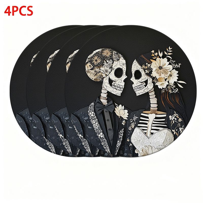 비카마 레트로 플라워 웨딩 스켈레톤 커플 식사 매트 단 - Halloween Skeleton Decoration 리뷰 및 가격