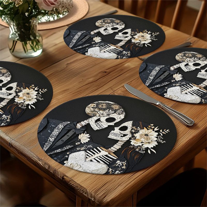 비카마 레트로 플라워 웨딩 스켈레톤 커플 식사 매트 단 - Halloween Skeleton Decoration 리뷰 및 가격