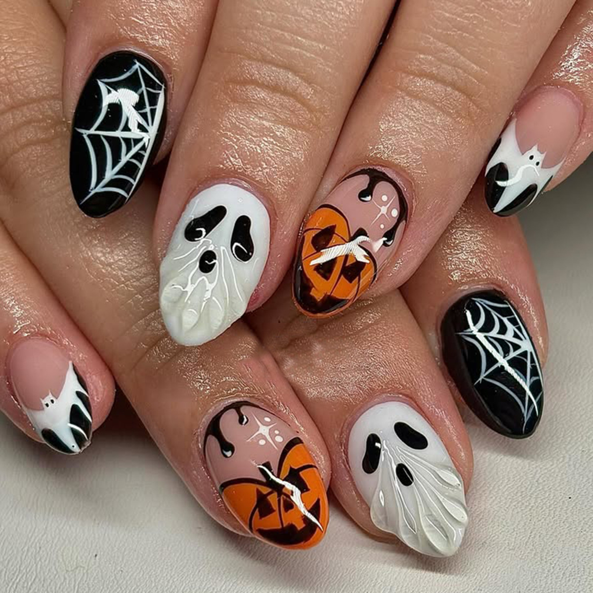 할로윈 가짜 손톱 유령 호박 랜턴 거미줄 프레스온 네일 - Pumpkin Lantern Halloween 리뷰 및 가격