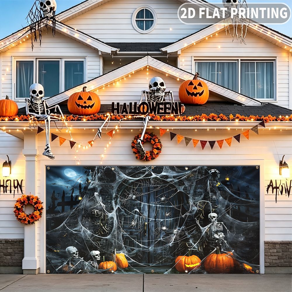 2D 평면 할로윈 파티 차고 배너 1개, 할로윈 해골, - Halloween Skeleton Decoration 리뷰 및 가격