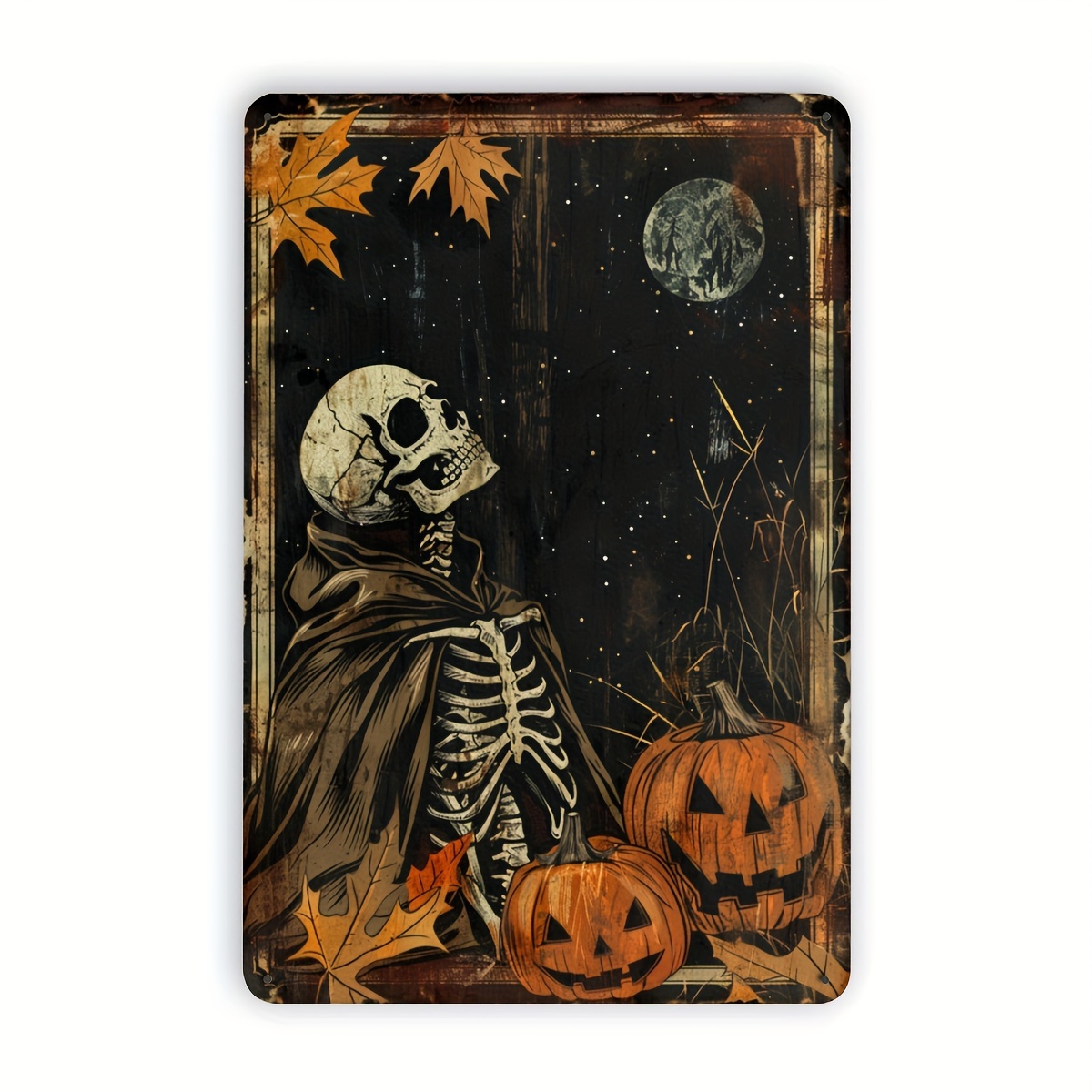 할로윈 해골과 호박 모양의 금속 간판 - 집, 사무실, - Halloween Skeleton Decoration 리뷰 및 가격
