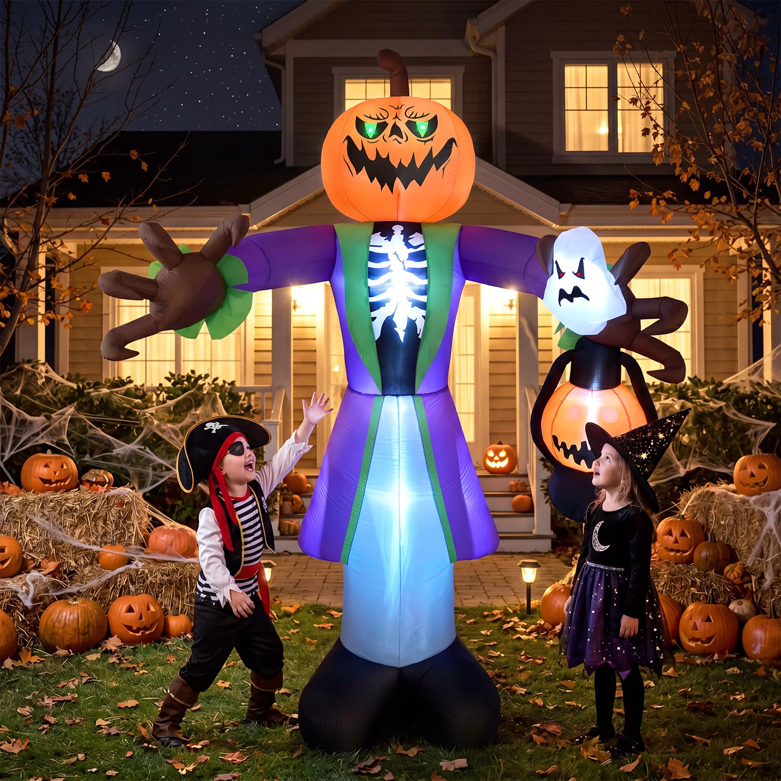 LED 랜턴이 장착된 8피트 크기의 조명 장식 할로윈용 - Pumpkin Lantern Halloween 리뷰 및 가격