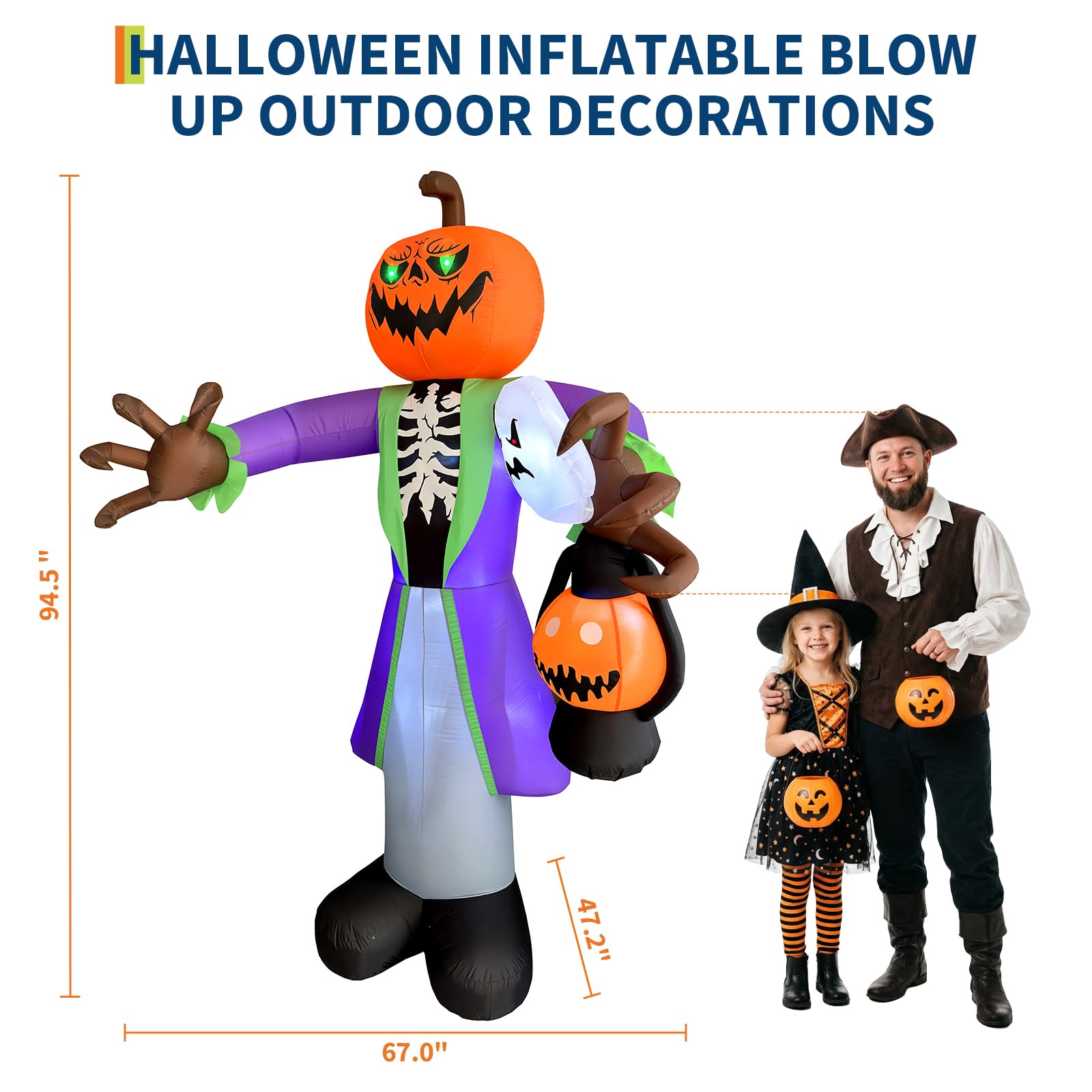 LED 랜턴이 장착된 8피트 크기의 조명 장식 할로윈용 - Pumpkin Lantern Halloween 리뷰 및 가격